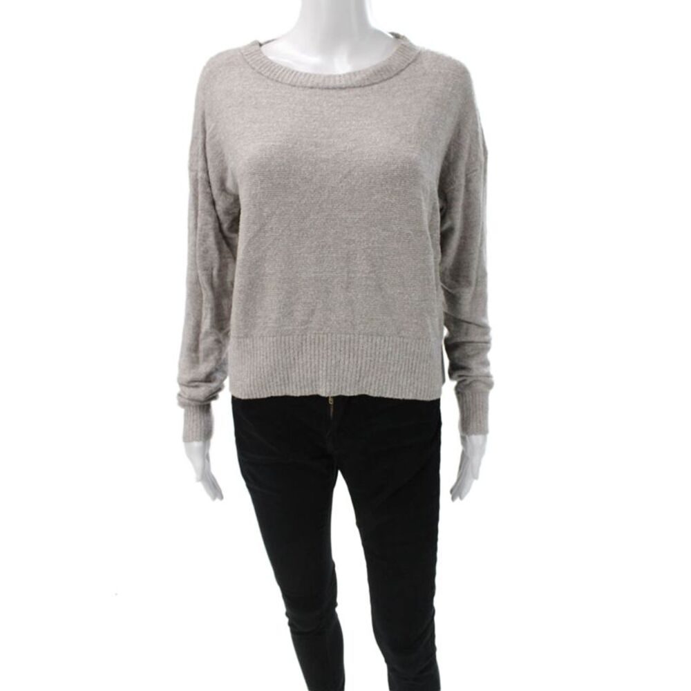Korye Womens Pullover Sweater Beige Round Neck Long Sleeve Size S
